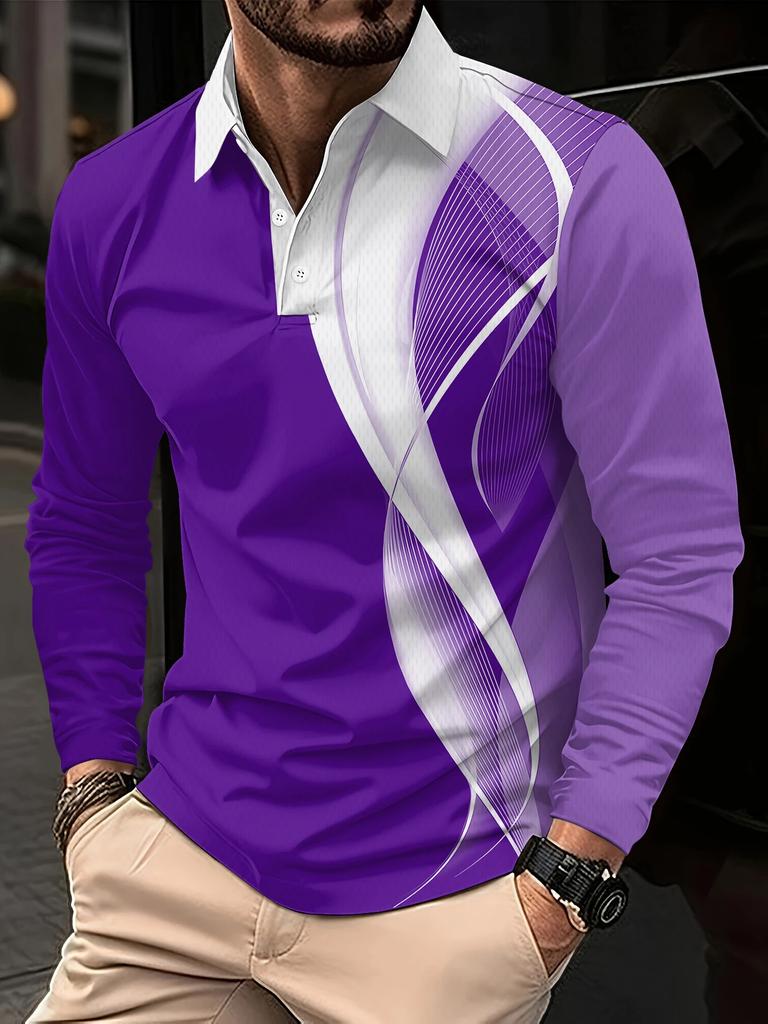 Modisches Herren-T-Shirt Projekt Farbverlauf Herbst Langarm Herren Poloshirt Design