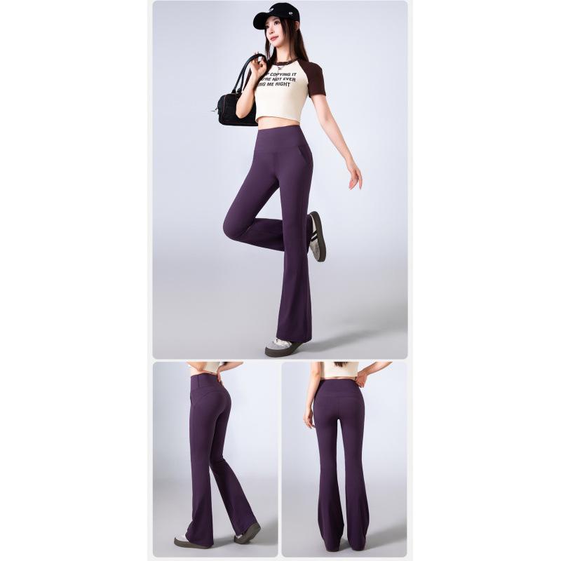 

Women s Summer Micro-flare Yoga Pants with Front Pocket - High Stretch Butt Lifting Design XL розовый лес
