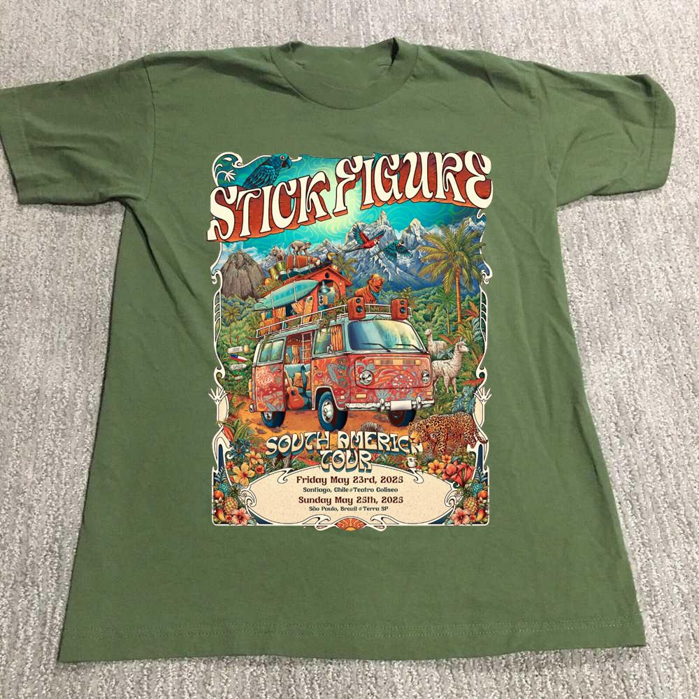Stick Figure Band On Tour South America 2023 T Shirt Full Size S-5XL QA688 Unisex T-Shirt S