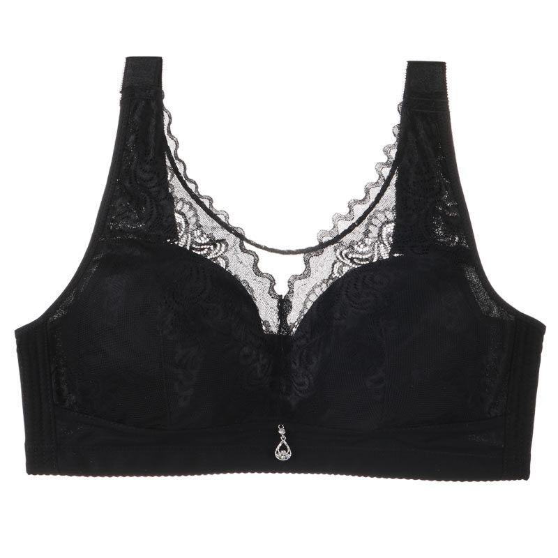 

Женское нижнее белье большого размера без стального кольца, скрытый бюстгальтер большого размера, ультратонкий бюстгальтер с полной чашкой и эффектом пуш-ап 46/105 чёрный