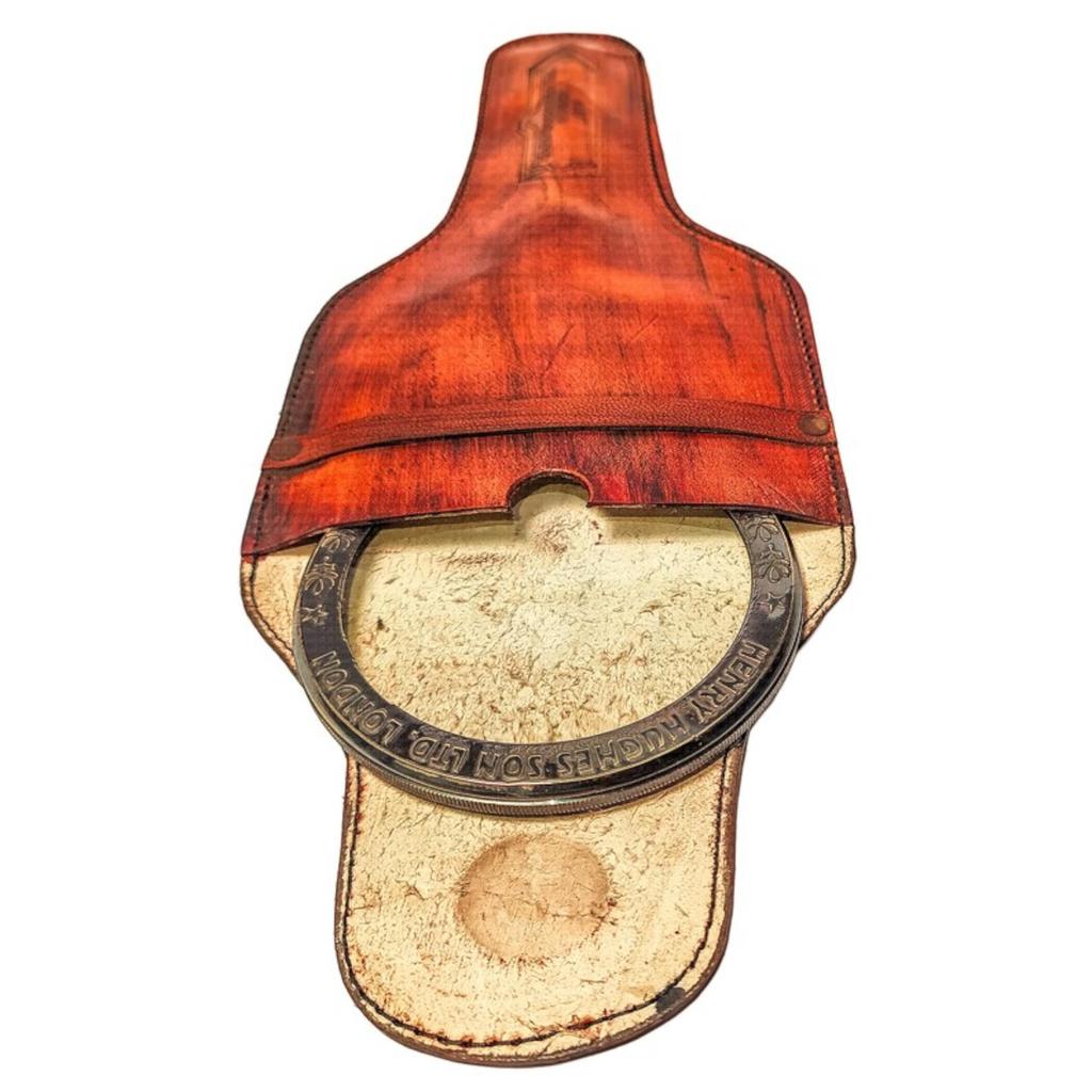 10X Large Solid Magnifying Glass with Orange Leather Cover | Vintage Texture Antique Brown Finish, Handmade Gifts for Men Women, Christmas