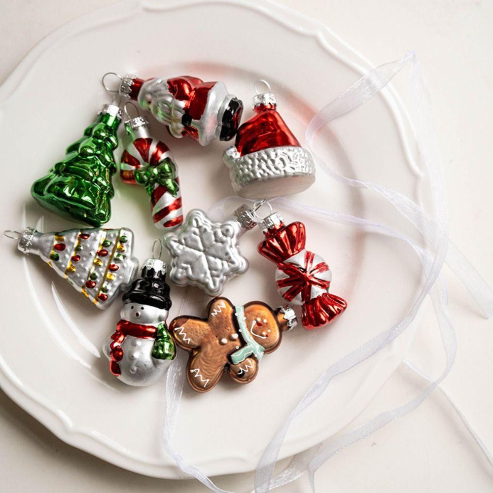6/9PCS Colorful Christmas Tree Decoration Glass Plastic Christmas Pendant  New Year Party