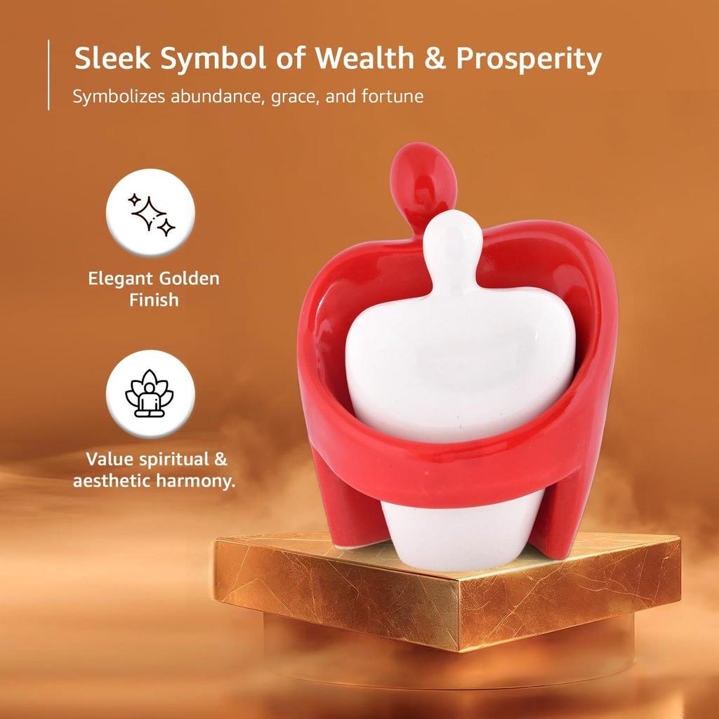 Hugging Couple Ceramic Figurine | A Heartfelt Symbol of Warmth & Togetherness | Perfect for Romantic Décor – Pack of 2, Red & White