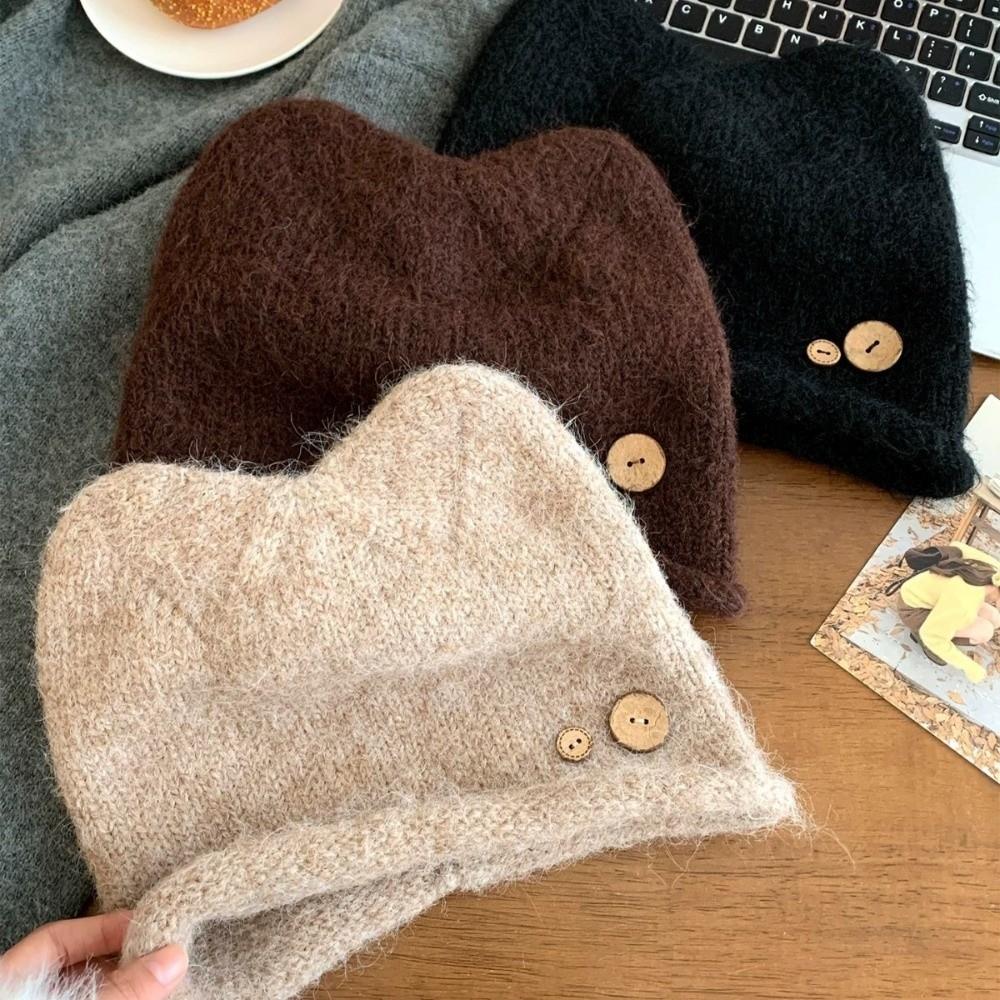 Windproof Pull-On Beanie Thick Warm Cold Weather Cap Casual Knit Beanie Hat for Women