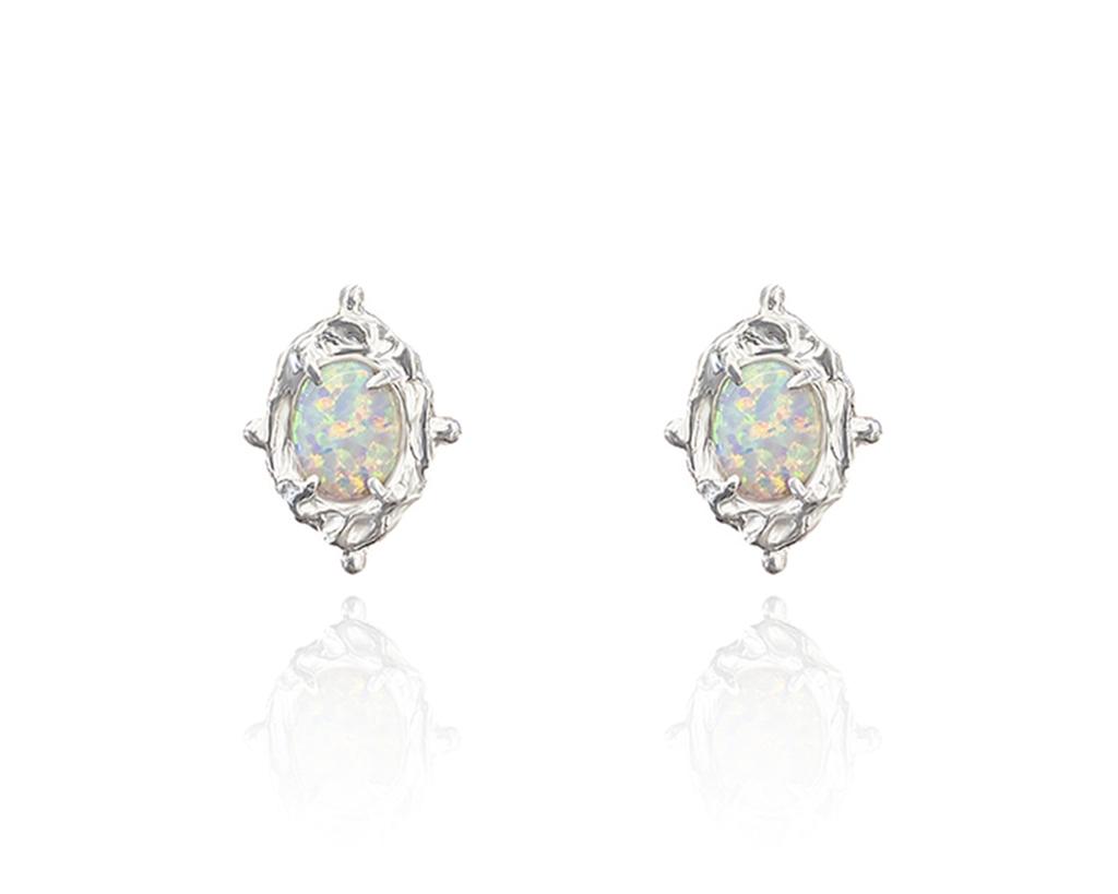 Poppi Classic Opal Silver Earrings