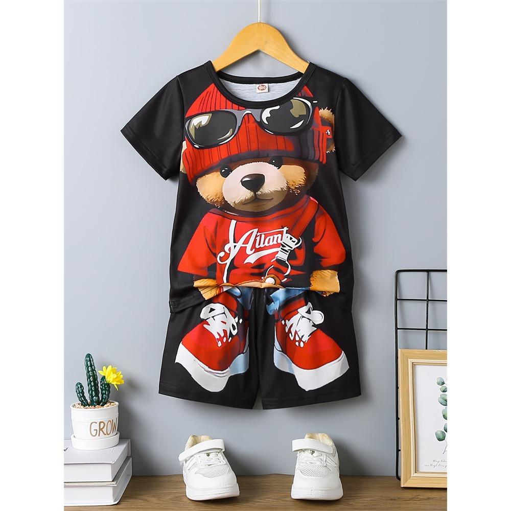 2026 Summer New Casual Short Sleeve Loose Men's Two Piece Suit Fun Pattern Printed Short Sleeve Suit Street Fashion Men's Suit