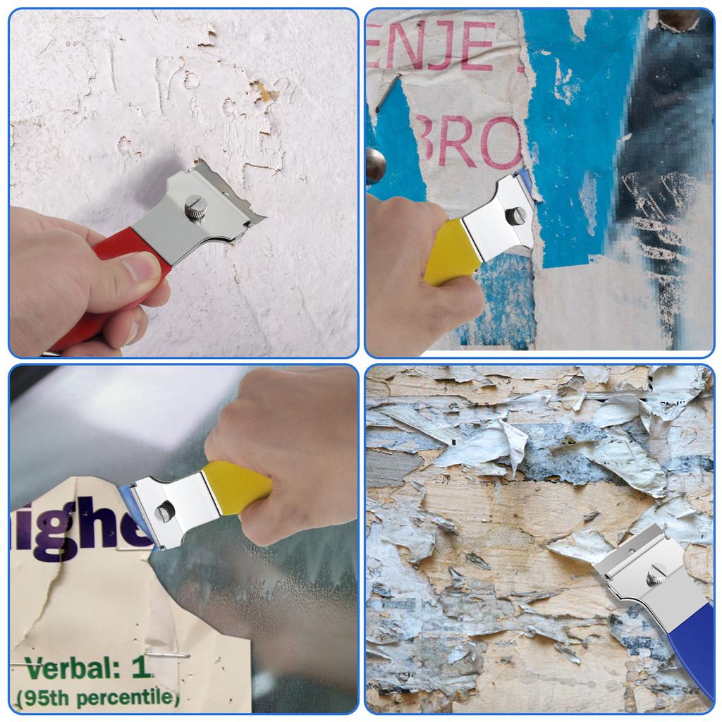 Zestaw 4 szt. Skrobaków do Ostrzy Golarki 4 cale Wielofunkcyjny Skrobak Narzędzie do Czyszczenia z 20 Metalowymi i 20 Plastikowymi Ostrzami Narzędzie do Usuwania Zabrudzeń