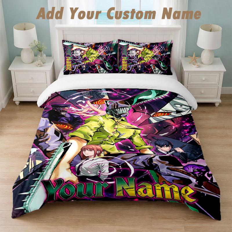Bedding Set 1 Duvet Cover 2 Pillowcases Chainsaw Man Print Soft Bed Linen Bedroom Decor
