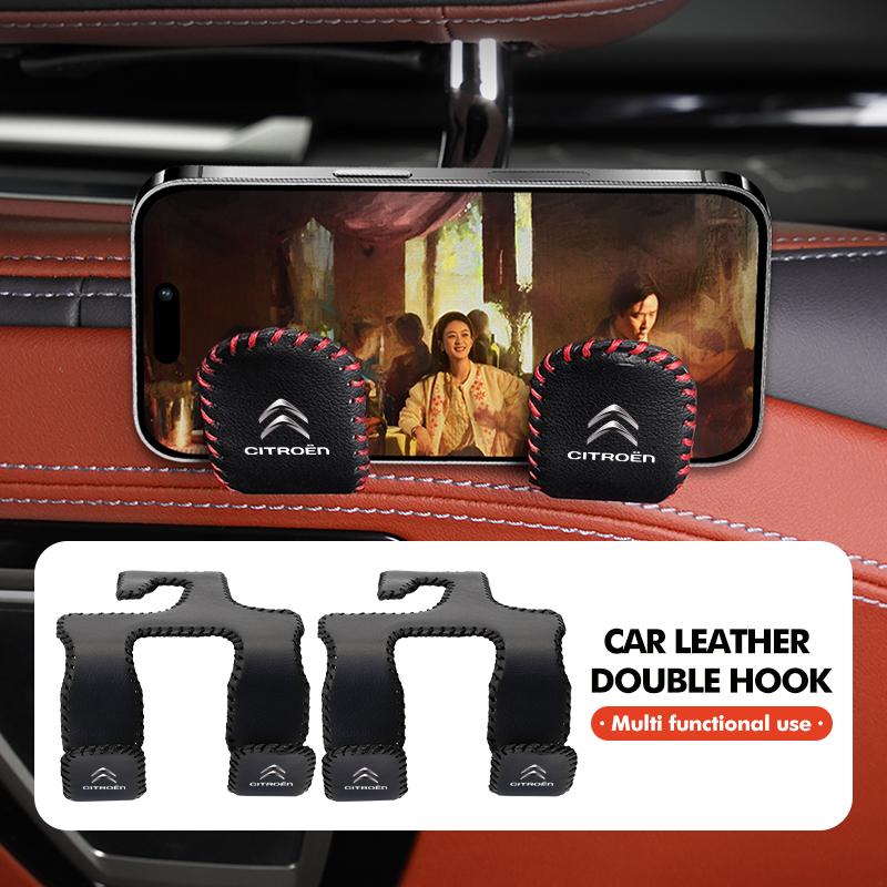 Leather Car Seat Back Head Rest Double Hook Handbag Bracket For Citroen Grand Berlingo Jumper Celysee Xsara Picasso Aircross aia256
