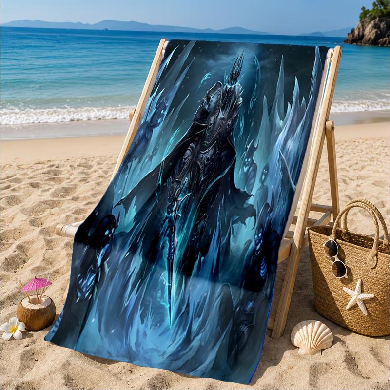 Game Warcraft Darkness Warrior Beach Towel, Microfiber Beach Towel, Perfect For Pool, Beach, Travel, Home Decor Beach Party Fan gifts