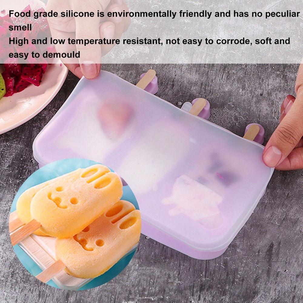 2 pcs Easy Release Homemade Popsicle Mold 3 Grid Frozen Treat Maker Silicone Ice Cream Mold DIY