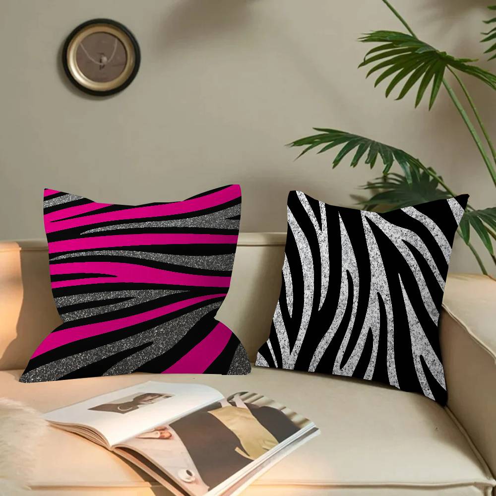 Black White Color Print Zebra Pillow Gift Home Office Decoration Bedroom Sofa Car Cushion Cover Case 45x45