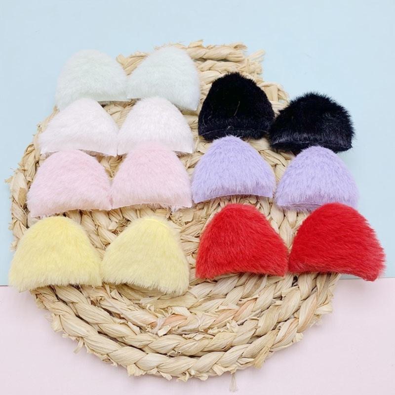 10 Pcs Handmade DIY Hair Clips Cat Ears Lovely Furry Hair Barrettes Hairpin for Creative Hair Styling Accessories