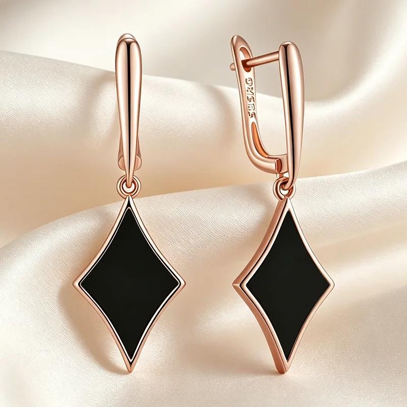 Black Dangle Earrings for Women Fashion Golden Accessories Everyday Jewelry