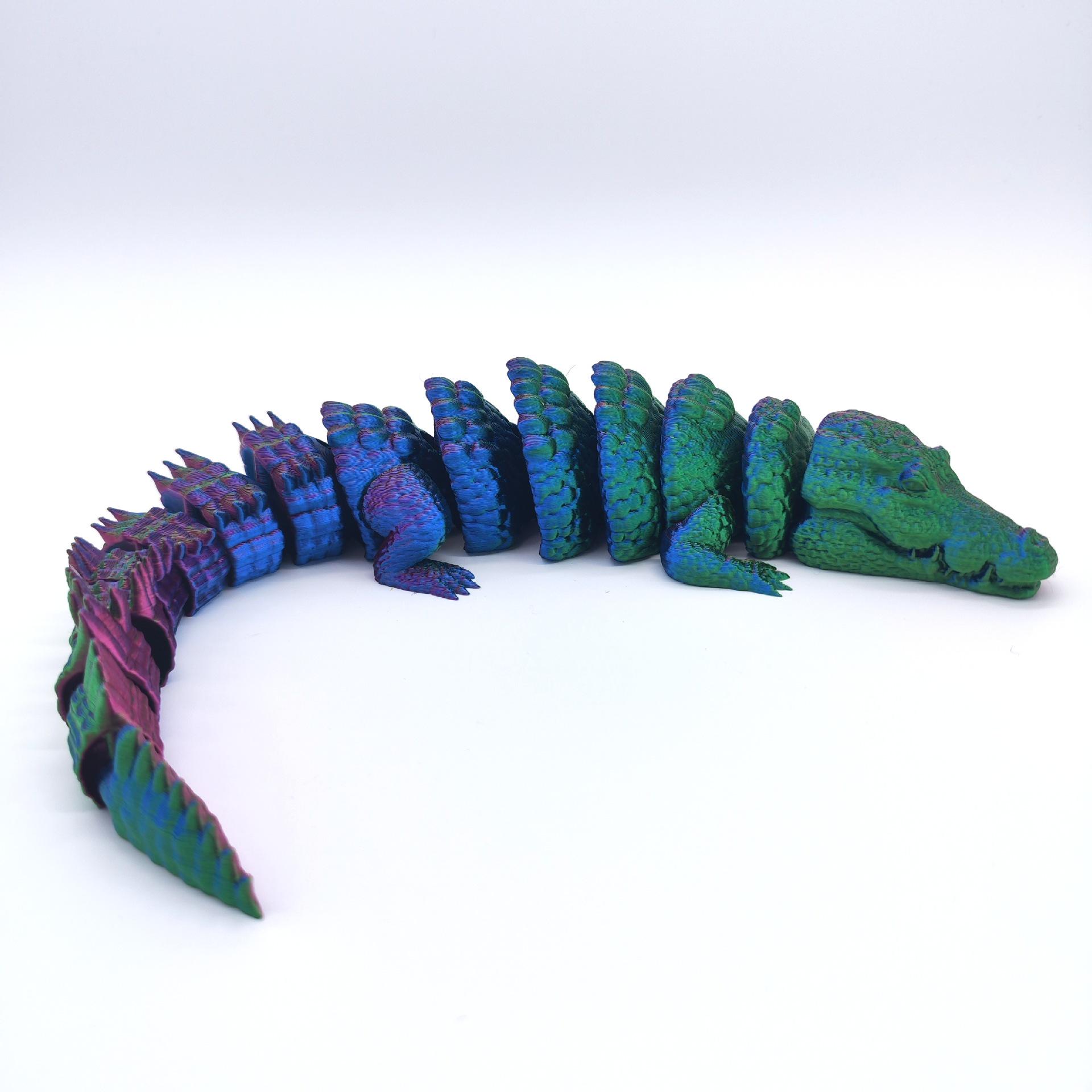 3D Printed Multi-jointed Crocodile Figure - Movable Model Gift for Kids Small (18cm)