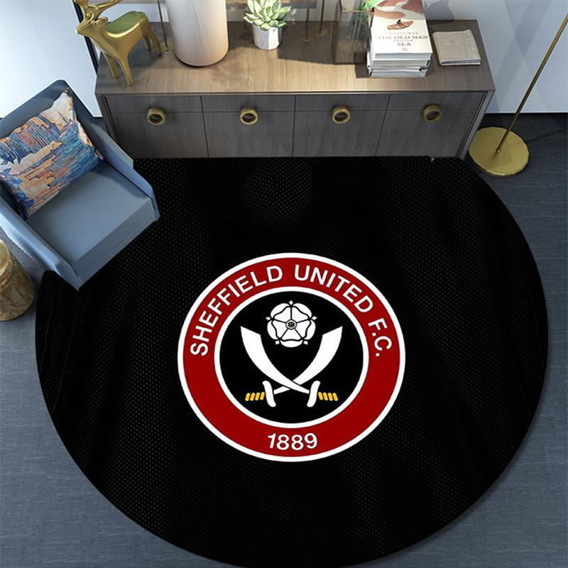 Sheffield United Football Club Round Area Rug,Carpet Rug for Living Room Bedroom Sofa Playroom Decor,Non-slip Floor Mat