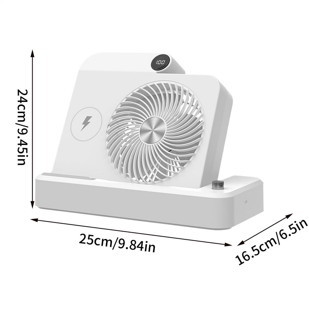 

Desk Fan Air Circulator Fan With Wireless Charger Angled Base 100 Speed Adjustment Digital Display Cooling Device For Bedroom белый
