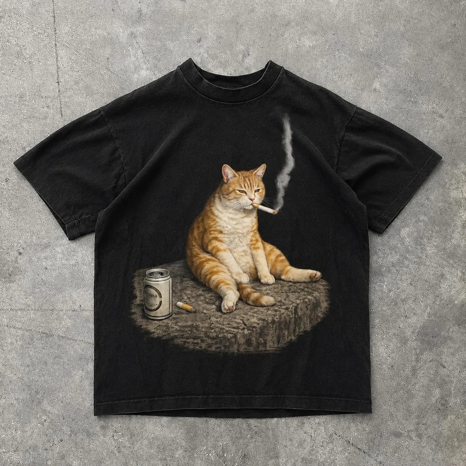 Funny Cat Shirt, Orange Tabby Cat Graphic T-Shirt, Feral Cat Lover Gift T-Shirt XXXXL