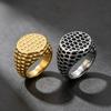 Kalen Stainless Steel Signet Ring for Men Retro Hammered Dimple Texture Finger Anillos Punk Women's Statement Band Jewelry Gifts
