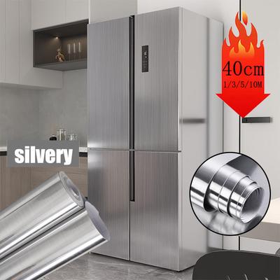 1/3/5/10M Sticker Wire Drawing Silver Waterproof Self-adhesive Refrigerator Elevator Door Kitchen Countertop Cabinet Renovation