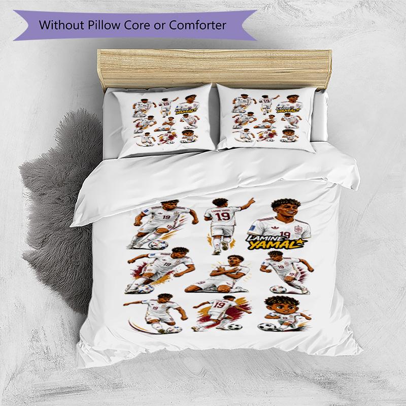 Lamine Yamal Soccer Star Number Bedding Set,Soft Bed Linen for Bedroom Home Decoration,Perfect Gift for Football Fans,Breathable Duvet Cover with Pill