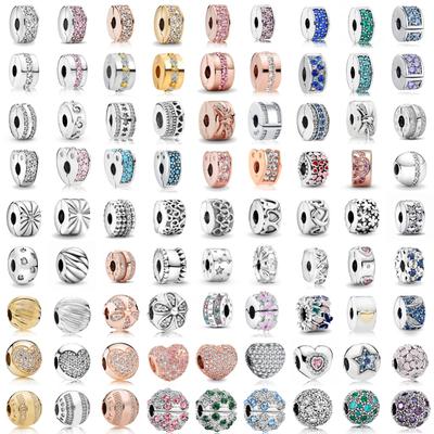Double Row Diamond Clip 925 Safety Pendant DIY Bracelet Necklace Jewelry Gift Accessories for Women Men