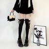 Women'S Delicate Bow Velvet Thigh High Stockings Spring Summer Soft Lolita Lace-Trimmed Bow Ribbon Jk Thin Over-The-Knee Socks