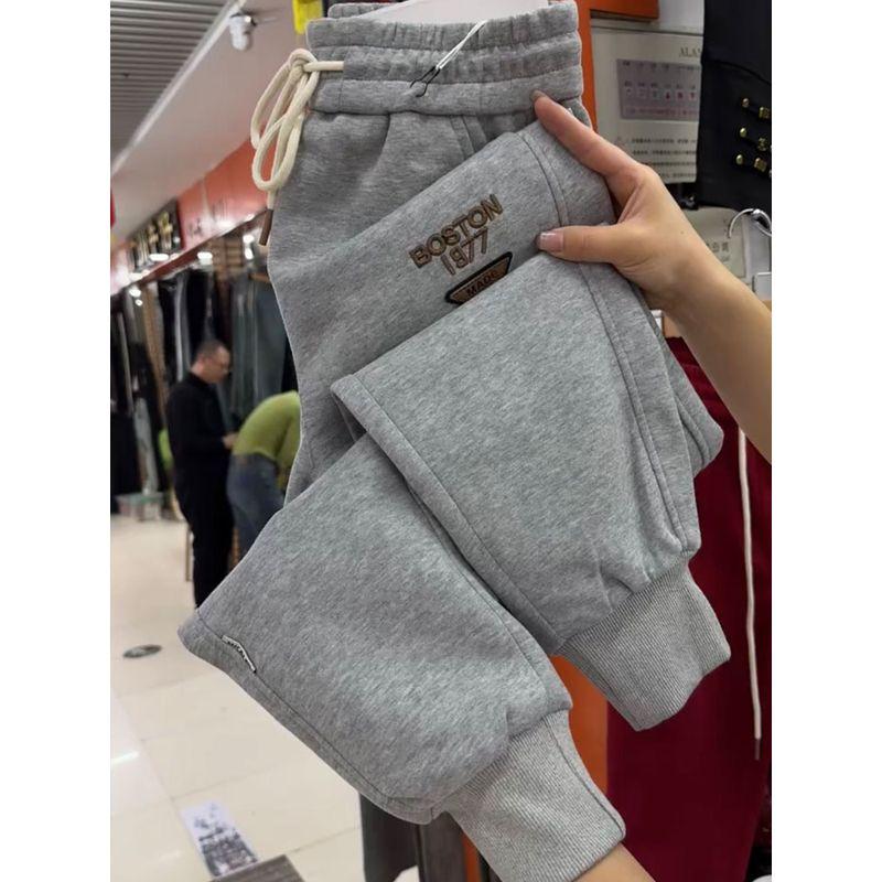 

и Зимняя Новинка Ангольский Красный Повседневные Спортивные Штаны Женские С Завышенной Талией Спортивные Легче Всего Сочетать Флисовая Подкладка Утепленные Сохраняющие Тепло Стройнящие Брюки-Гаремы