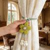 2 Stück Verstellbare Blumen-Vorhangbindung Leichte Perlen-Vorhangschnalle Vorhangseil Wohnzimmer