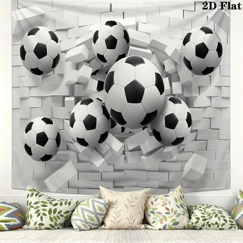 Soccer ball smashing through wall Pattern Home Decor Tapestry, Wall Hanging, Decorative RV Wall Cloth.ZGT0914462