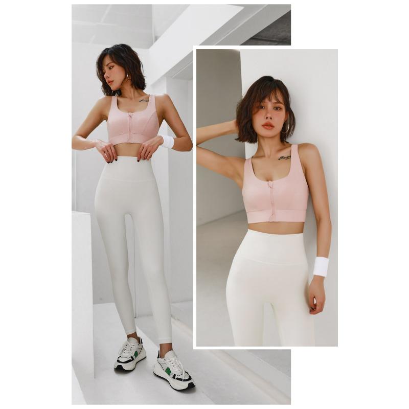 Women High Impact Shockproof Front Zip Sports Bra For Yoga Running Fitness