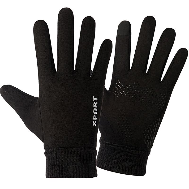 Suede Fabric Men's Gloves Soft Autumn Winter Thick Warm Male Skin-Friendly Skiing Non-Slip Cycling Elastic Touchscreen Gloves.