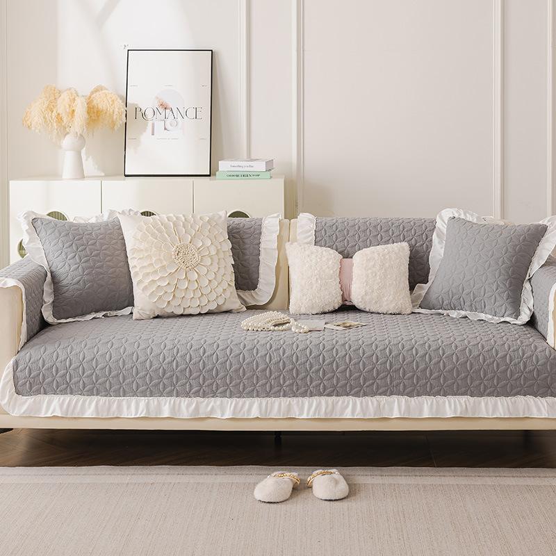 Cream Wind Pure Cotton Sofa Cushion Universal Non-Slip In All Seasons New Leather Sofa Cover Fixed Backrest Cover Cloth Towel
