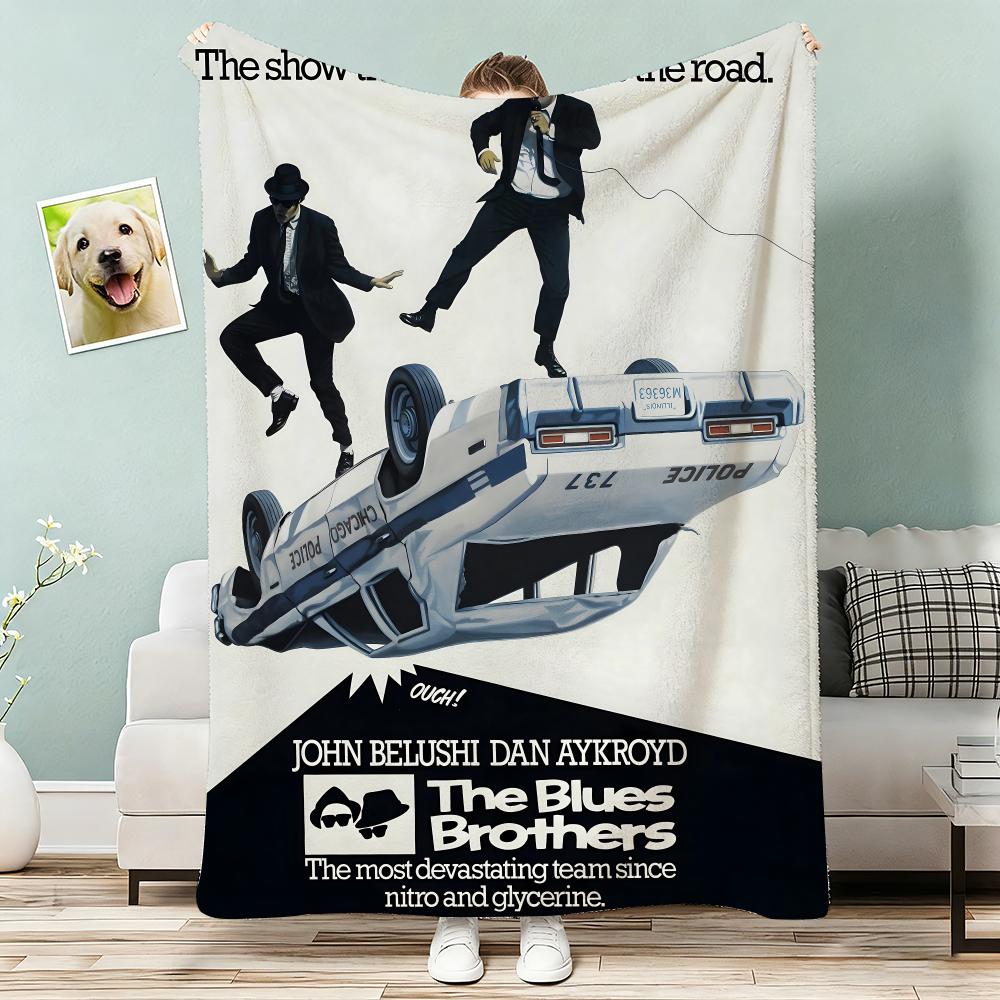 1980s Classic Retro Movie The Blues Brothers Throw Lightweight 240g Flannel Blanket Soft Skin-friendly for Summer Cooling 75x90cm
