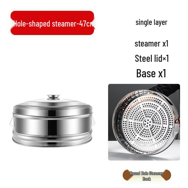 Large-Capacity Stainless Steel Steamer Basket for Fish and Buns