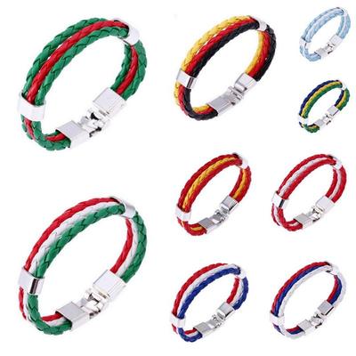 PU Leather Bracelet Woven Wristband for Men Women