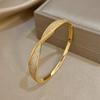 Chic Micro Inlaid Zircon Twisted Cuff Bangle Bracelets for Women Glossy Gold Plated Copper Wristband Bracelet Party Jewelry
