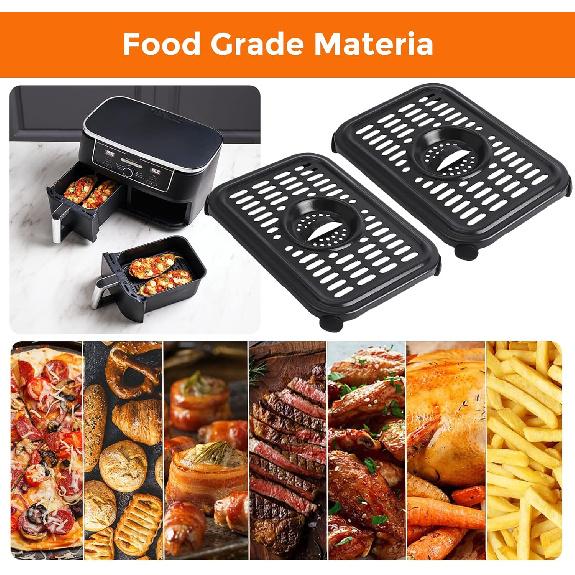 Air Fryer Replacement Parts for Ninja Foodi DualZone Air Fryers, 2 PCS Food Grade Air Fryer Accessories Grill Pan Plate Crisper Plate Rack Tray for