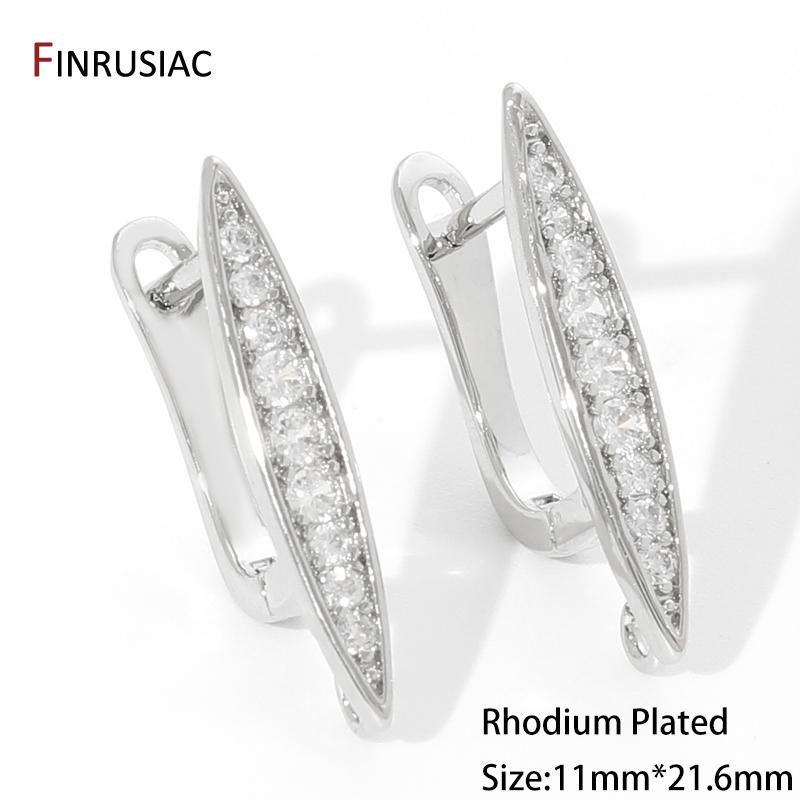 18K Gold Plated Zircon Shvenzy Earrings Making Supplies,Brass DIY Creative Basic Earwire Stitches Earring Hooks Accessories