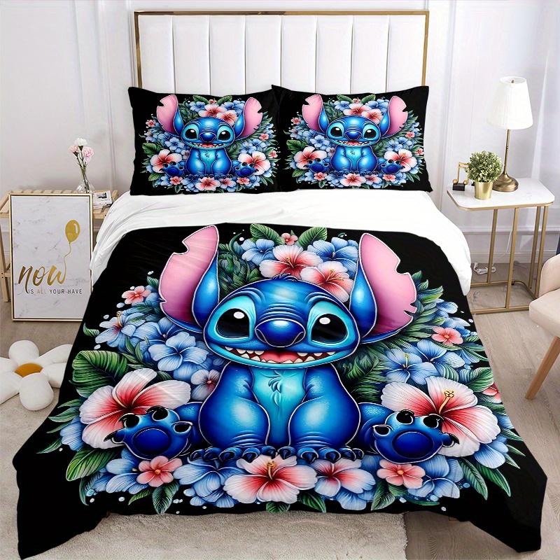 3dílná sada prošívaných přikrývek Stitch a květiny Měkká a pohodlná Dekorace ložnice, pokoje pro hosty a kolejí Sada povlečení B085