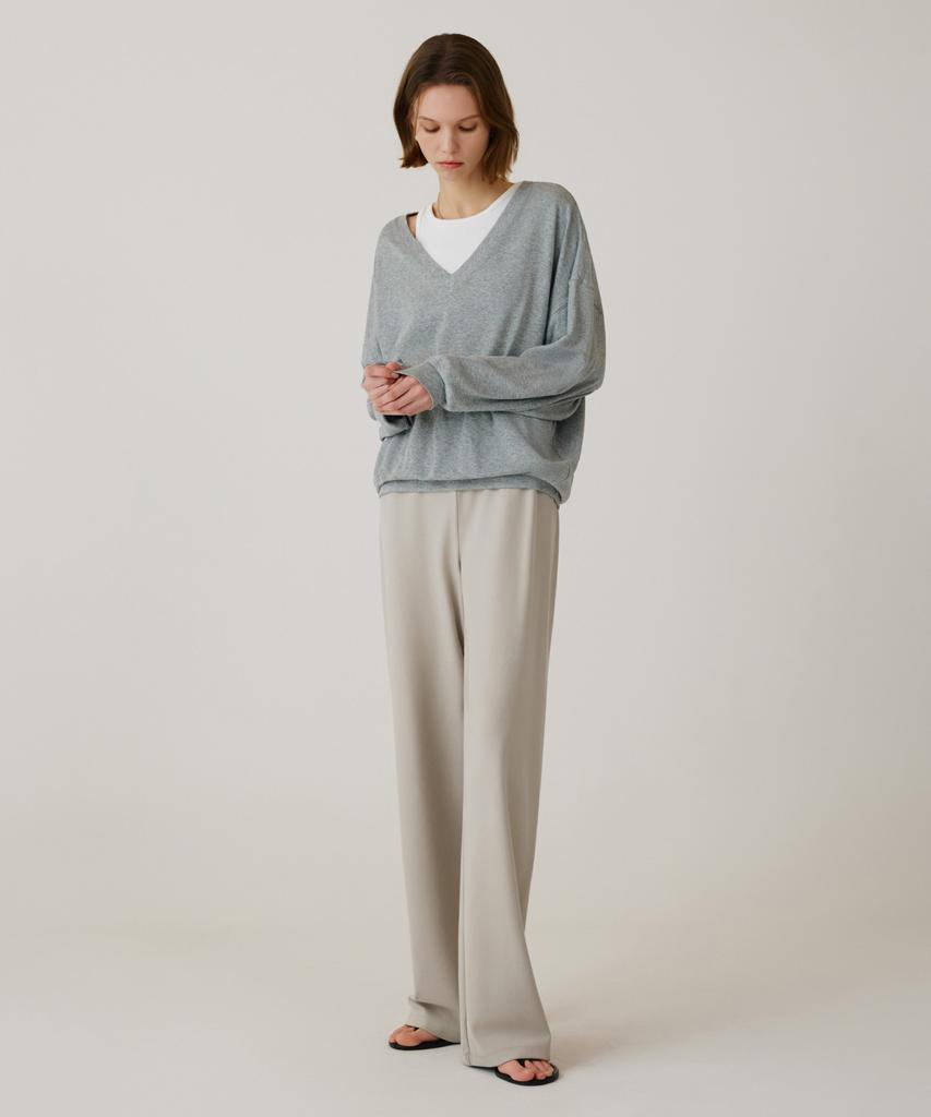Siyajyu Sitp5274 V-Neck Batwing Comfort T-Shirt_Melange Gray