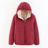 Warm Solid Color Quilted Coat Outwear for Autumn Winter Ladies Female Women Casual Cotton Jacket Loose Fit Hooded Long Sleeves Zipper Pocket