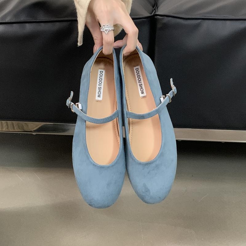 Fashion SUOJIALUN Autumn Women Flat Shoes Fashion Candy Color Ladies Round Toe Mary Jane Shoes Soft Sole Shallow Slip On Ballerinas Shoe