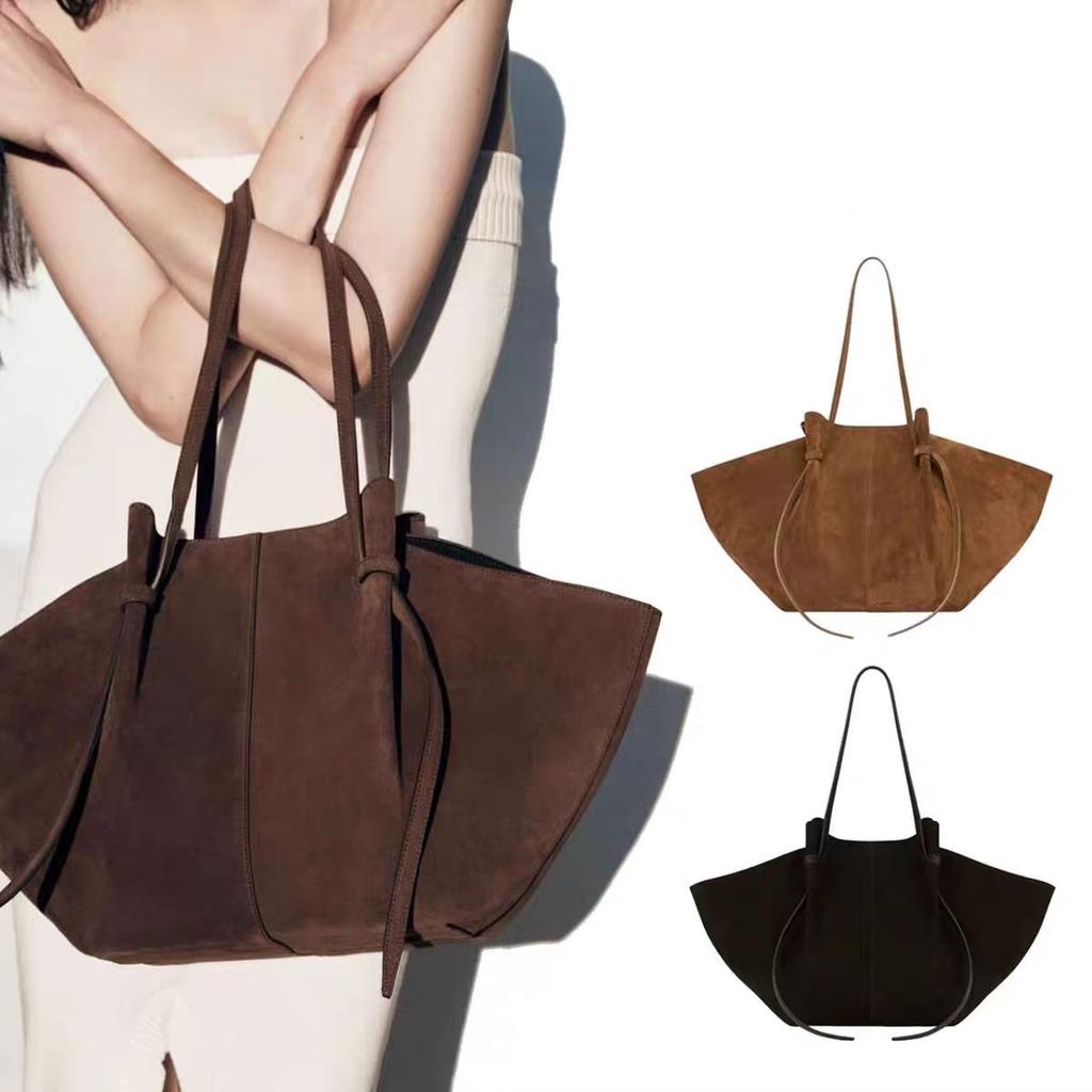 Bolso de Mano de Cuero Suave Gamuza de Lujo para Mujer Bolso de Hombro de Gran Capacidad Bolsos de Mano Bolso de Almacenamiento con Forma de Ala Fashi Bolso de Compras Chic