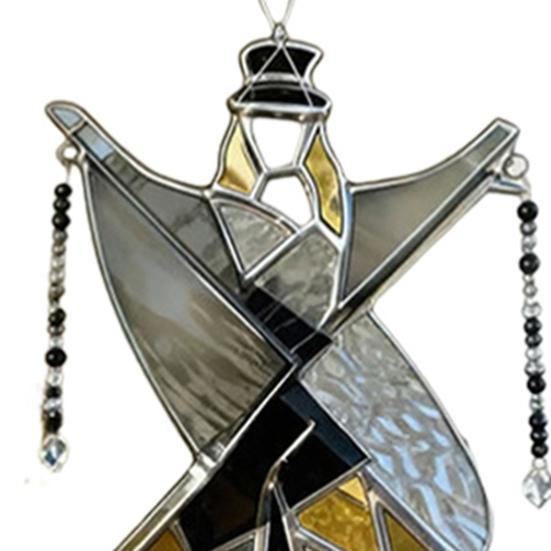 Dansande Dam Snurra Fönsterhänge i Färgstarkt Glasstil Hängande Vindspel för Fönster Trädgård Veranda Balkong Dekoration