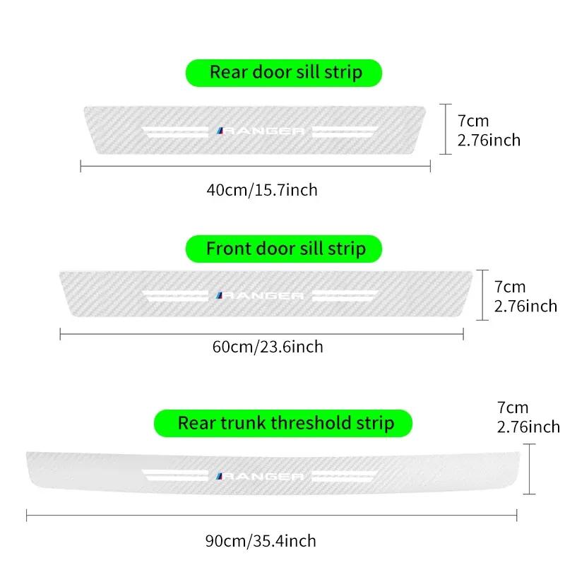 Luminous Transparent Car Door Sill Sticker For Ford Ranger T9 T6 Raptor 2024 Carbon Fiber Trunk Threshold Strip Auto Accessory