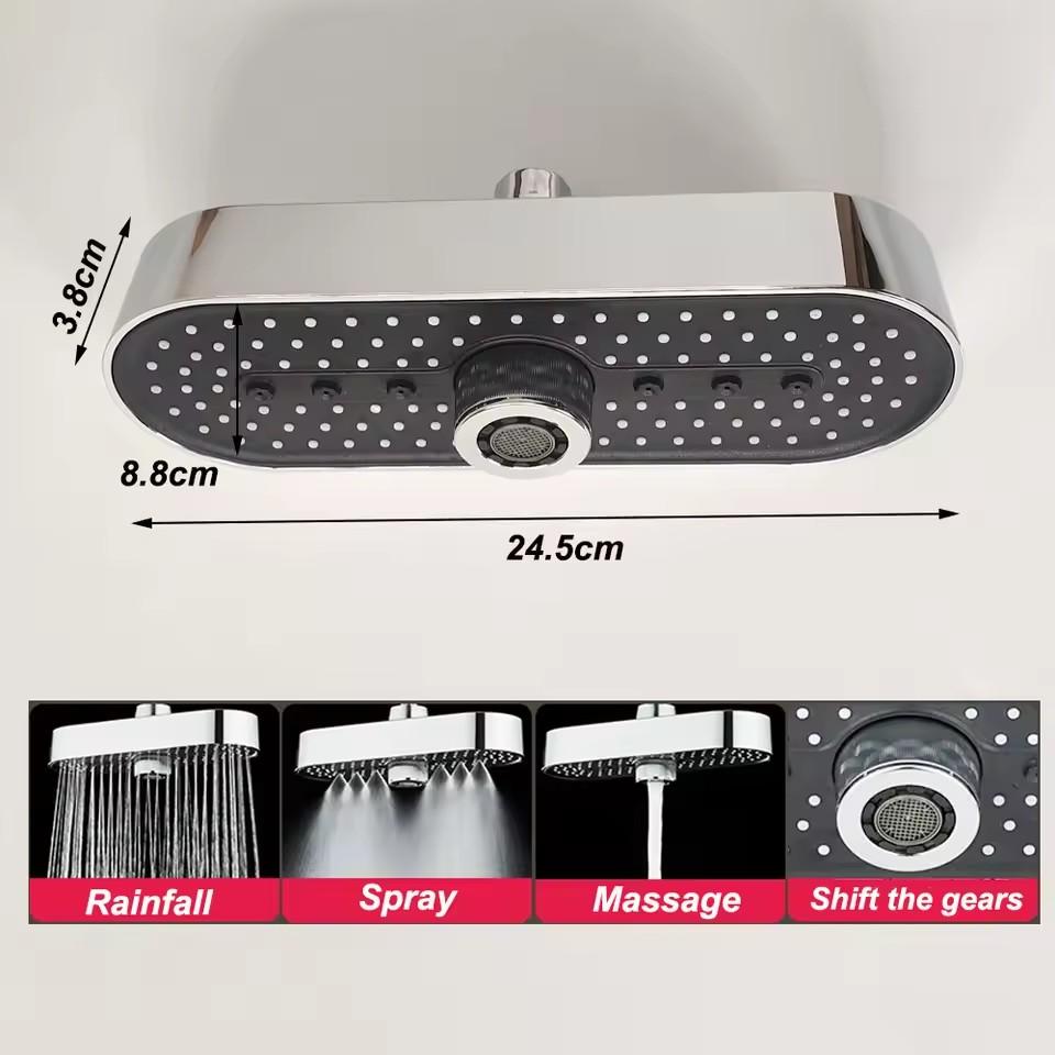 19 Inches Super Big Panel Large Flow Supercharge Ceiling Mounted Shower Head Set 3 Modes High Pressure Water Saving Showerhead