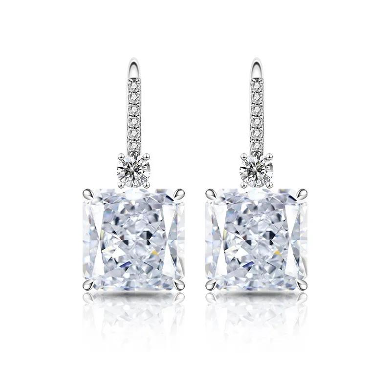 925 Sterling Silver Fashion Light Luxury Ice Flower Cut Crystal Zircon Perfume Bottle Ear Hook Birthday Anniversary Gift белый