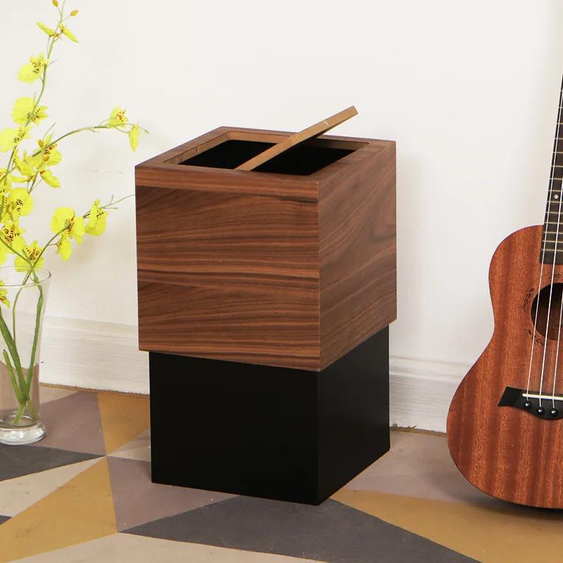 Simple Fashion Wooden Trash Can - Nordic Style Creative Poubelle, Suitable for Family Living Room Bedroom
