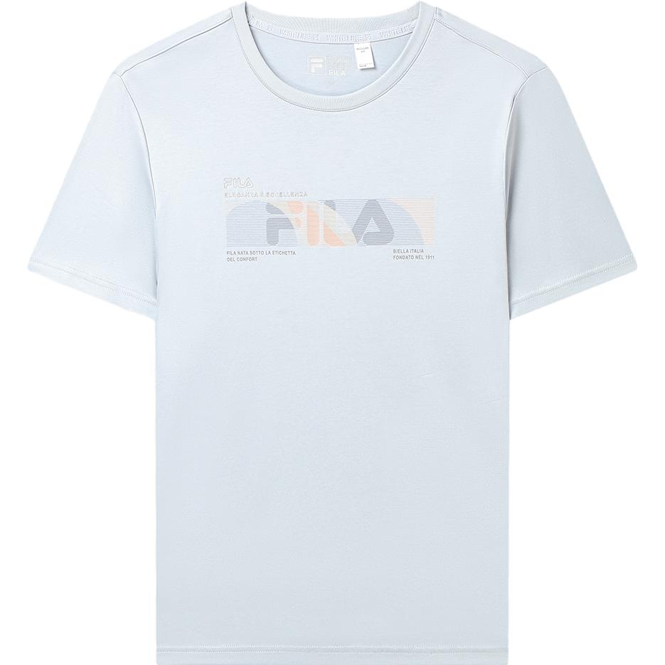 

FILA Logo Fashion Casual Simple Knitted Round Neck Short Sleeve T-Shirt Men T-Shirt Light-Sky-Blue F11M327103FLB